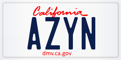 CA license plate AZYN