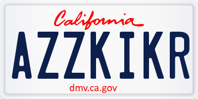 CA license plate AZZKIKR