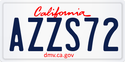 CA license plate AZZS72