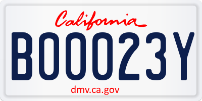 CA license plate B00023Y