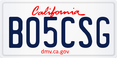 CA license plate B05CSG