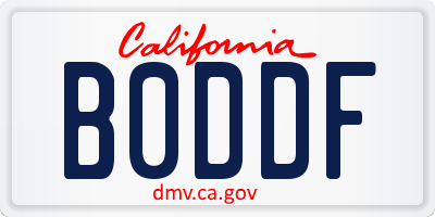 CA license plate B0DDF