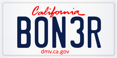 CA license plate B0N3R