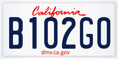 CA license plate B102GO