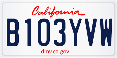 CA license plate B103YVW