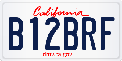 CA license plate B12BRF