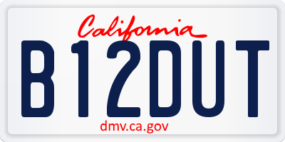 CA license plate B12DUT