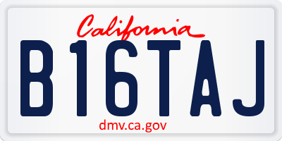 CA license plate B16TAJ