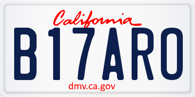 CA license plate B17ARO