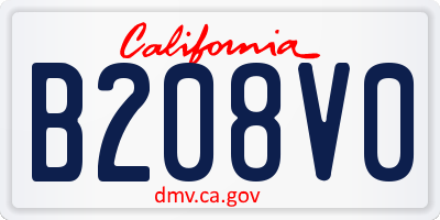 CA license plate B208V0