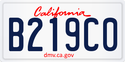 CA license plate B219C0