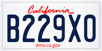 CA license plate B229X0