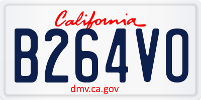 CA license plate B264VO