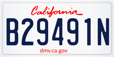 CA license plate B29491N