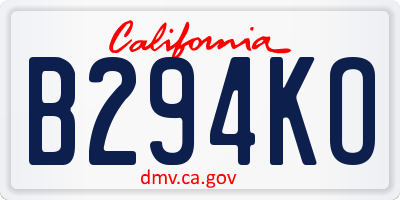 CA license plate B294KO