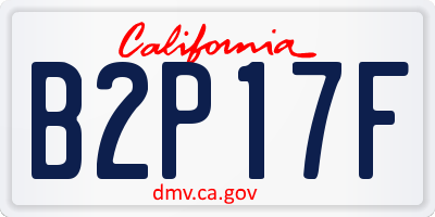 CA license plate B2P17F