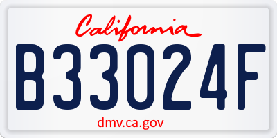 CA license plate B33024F