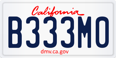 CA license plate B333M0