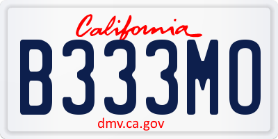 CA license plate B333MO