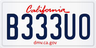 CA license plate B333UO