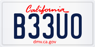 CA license plate B33UO