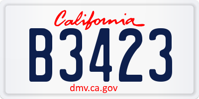 CA license plate B3423