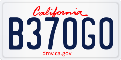 CA license plate B370G0