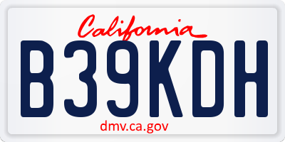 CA license plate B39KDH