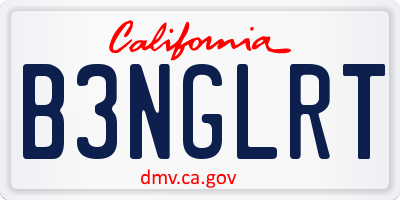 CA license plate B3NGLRT