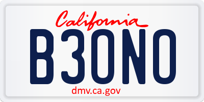 CA license plate B3ONO