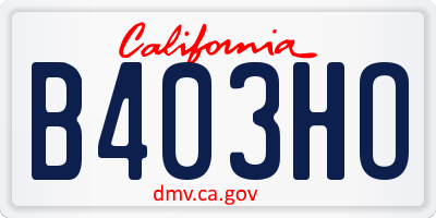 CA license plate B403HO