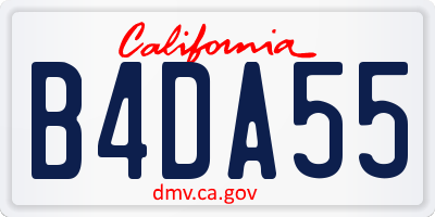 CA license plate B4DA55