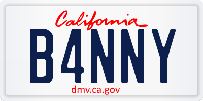 CA license plate B4NNY