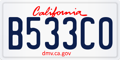 CA license plate B533C0