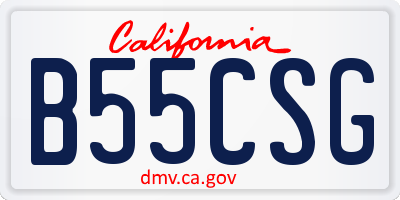 CA license plate B55CSG