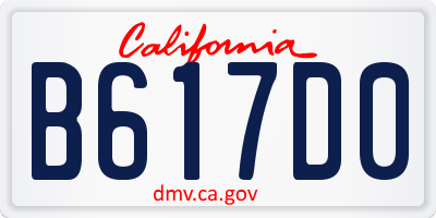 CA license plate B617D0