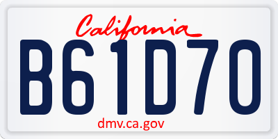 CA license plate B61D70