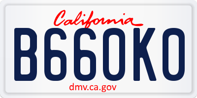 CA license plate B660K0