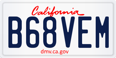 CA license plate B68VEM