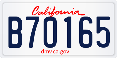 CA license plate B70165