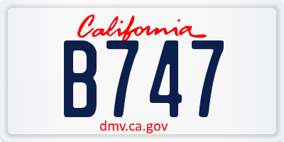 CA license plate B747