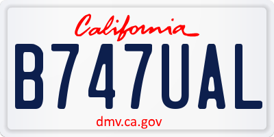 CA license plate B747UAL