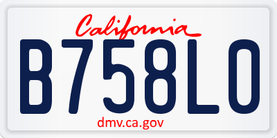 CA license plate B758L0