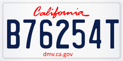 CA license plate B76254T