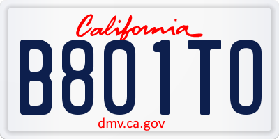 CA license plate B801TO