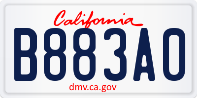 CA license plate B883A0