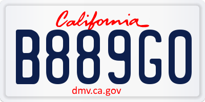 CA license plate B889G0