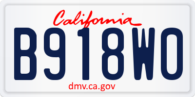 CA license plate B918W0