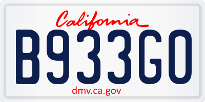 CA license plate B933G0