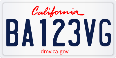 CA license plate BA123VG